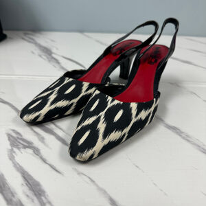 Coach and Four Black & White Slingback Kitten Heel 6.5‎